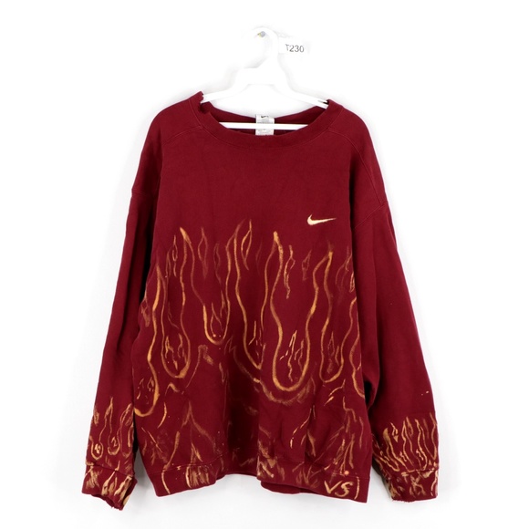 Nike Other - Vintage 90s Nike Mini Swoosh Flames Sweatshirt Red